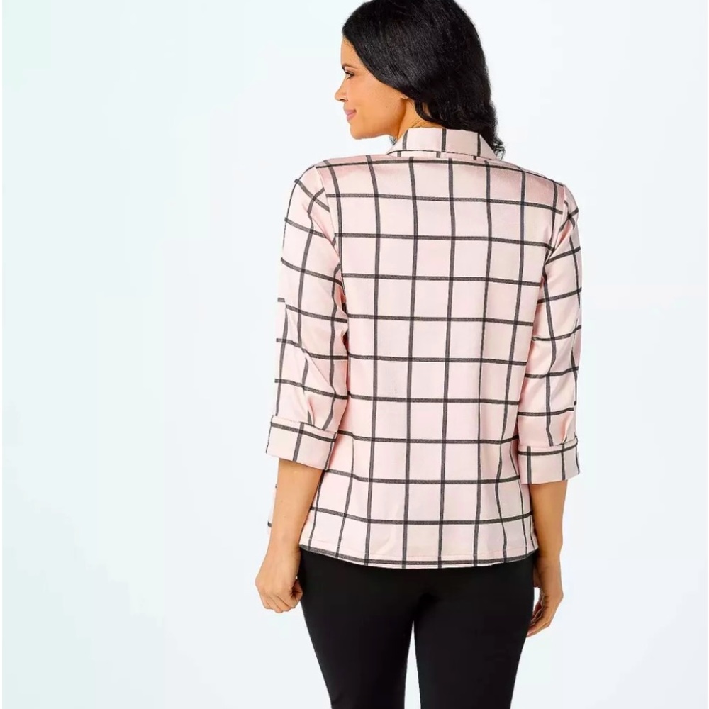 Linea by Louis Dell'Olio Window Pane Faux Shantung Jacket, Pink, Black, Size 6
回